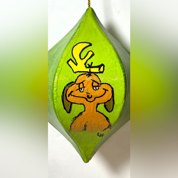 ORIGINAL Hand Painted Grinch Max Cindy Lou Who 6 Sided Paper Mache Ornament - Picture 6 of 10